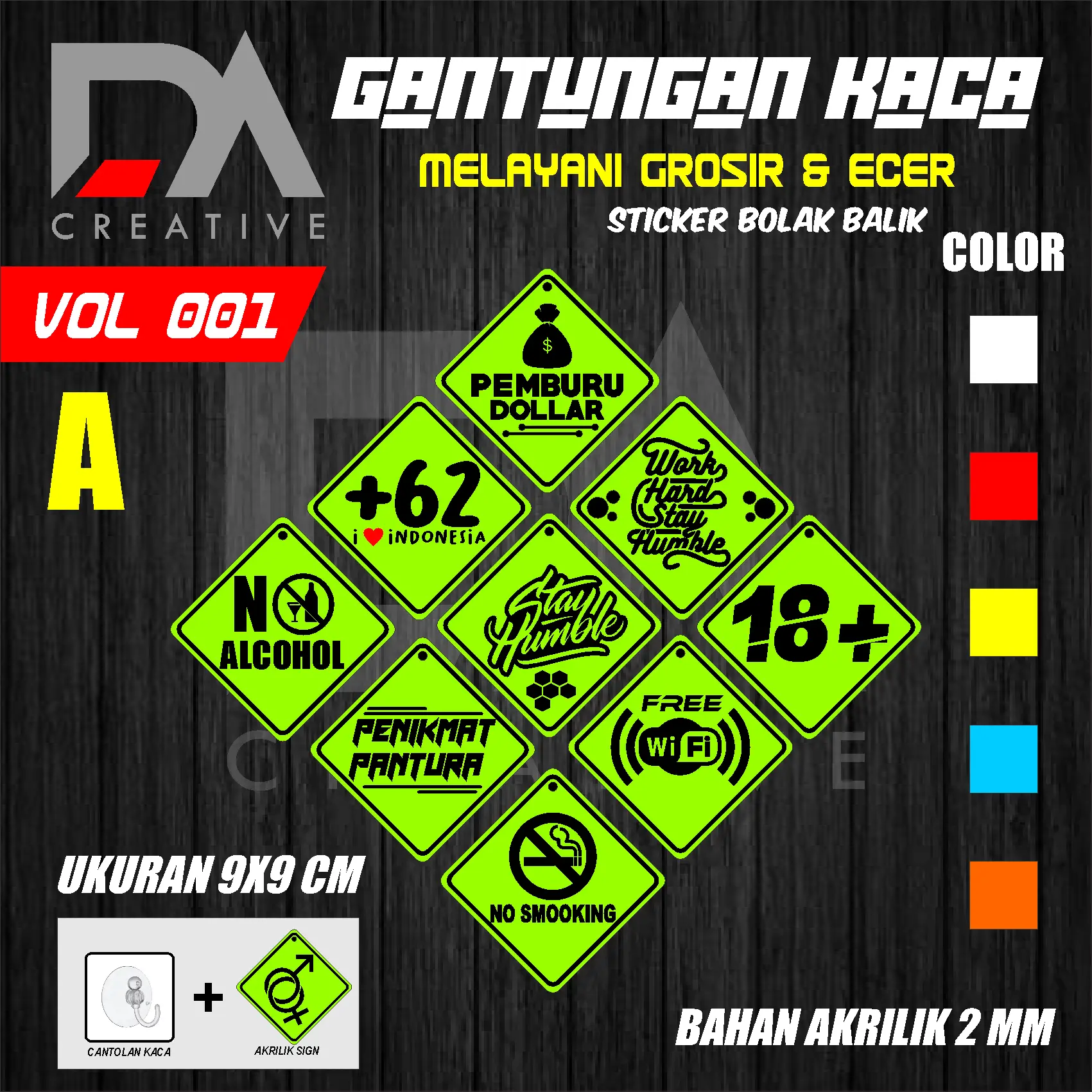 VARIASI GANTUNGAN KACA AKRILIK MOBIL DAN TRUCK -003 BOLEH CUSTOM Tempelan Car Hiasan