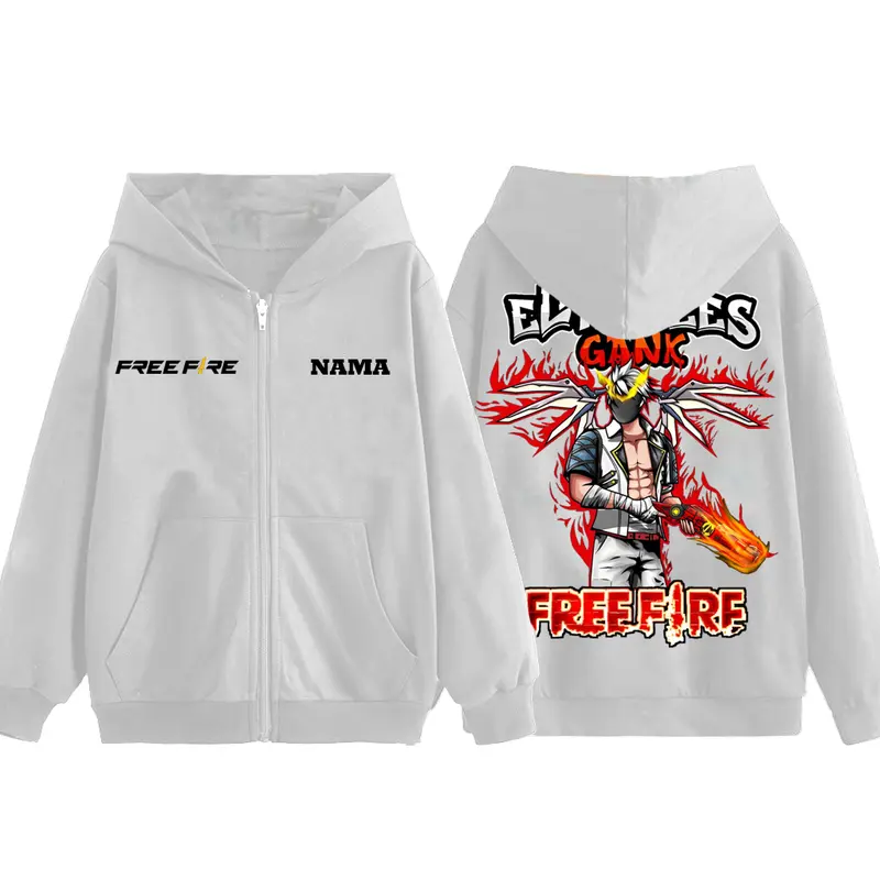Jaket Zipper Free fireee FF freefire Anak laki laki 4-12 Tahun lucu - Hoodie epep cowok bahan tebal  Fashion kid 1