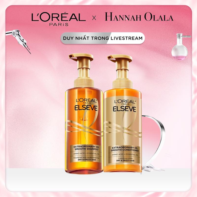 [KOL 2] [VB] Bộ đôi dầu gội, xả giúp dưỡng tóc suôn mượt L'Oreal Paris Extraodinary Oil Sleek 440mlX2