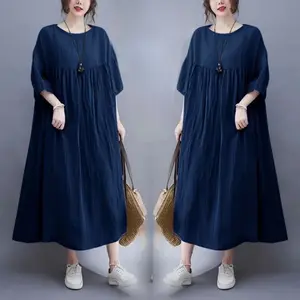 Davina Dress Jumbo Rayon remium lengan karet 7/4 dress midi oversize korean style Casual Wanita Nyaman