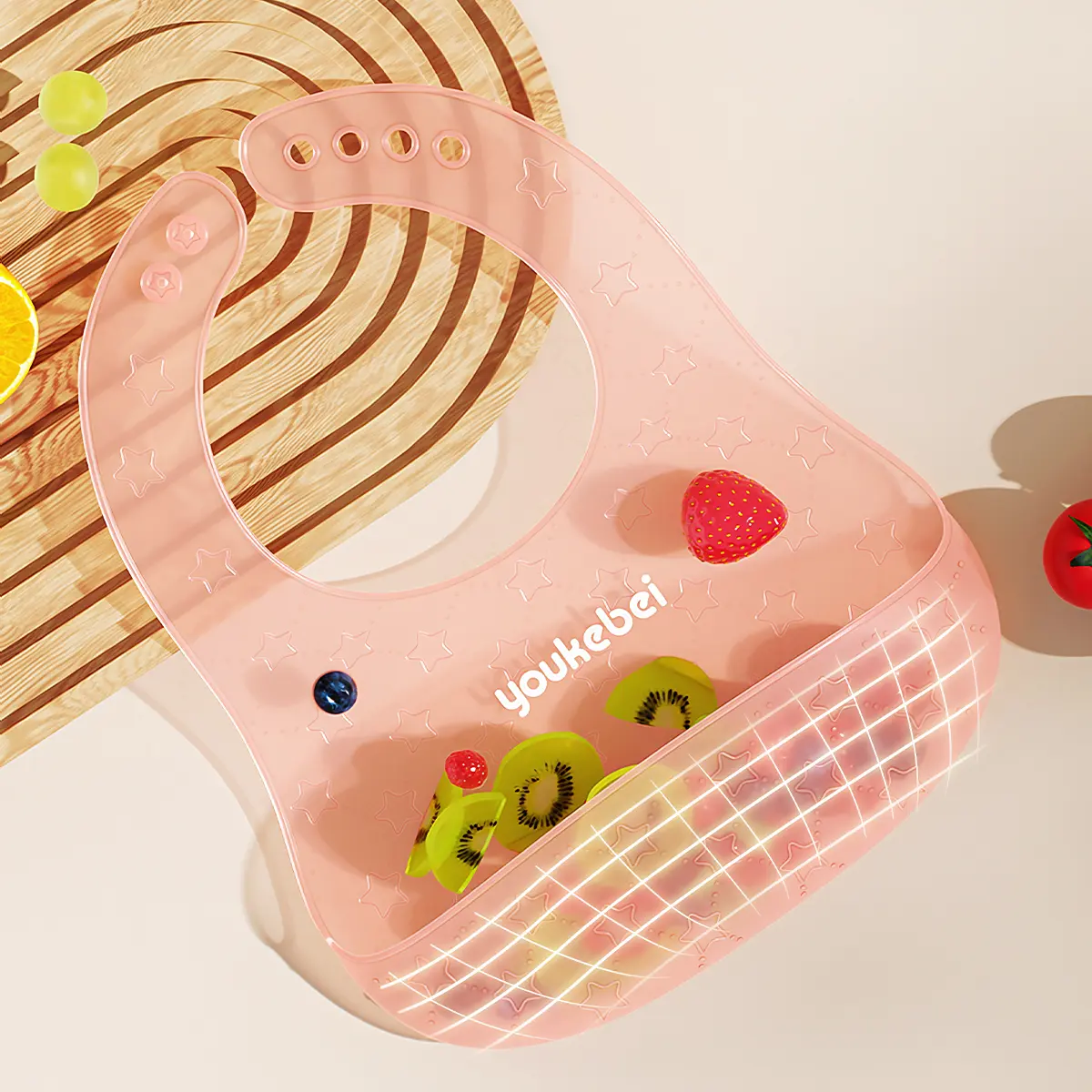 Silicone Baby Bib, Ultra-lightweight Bib for Babies & Toddlers, Adjustable Soft Silicone Feeding Bib with Food Catcher Pocket