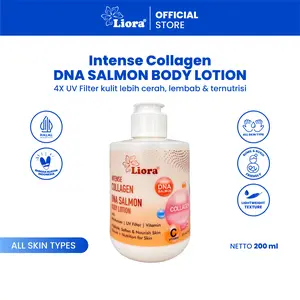 LIORA Intense Collagen DNA Salmon Body Lotion - 200ML | Hand Body Lotion Pencerah Kulit Tubuh Tangan hingga Kaki dengan 4x UV FIlter| Body Lotion Whitening Melembapkan Menghaluskan Kulit | Lotion Badan Niacinamide Perawatan Kulit Cerah, Lembap & Halus
