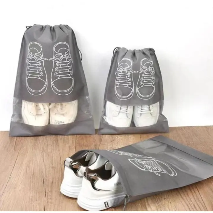 LH Tempat Sepatu Tali Serut Anti Air Tas Serut Sepatu/Sendal Wadah Sepatu Serut Travel Kantong Sepatu 5