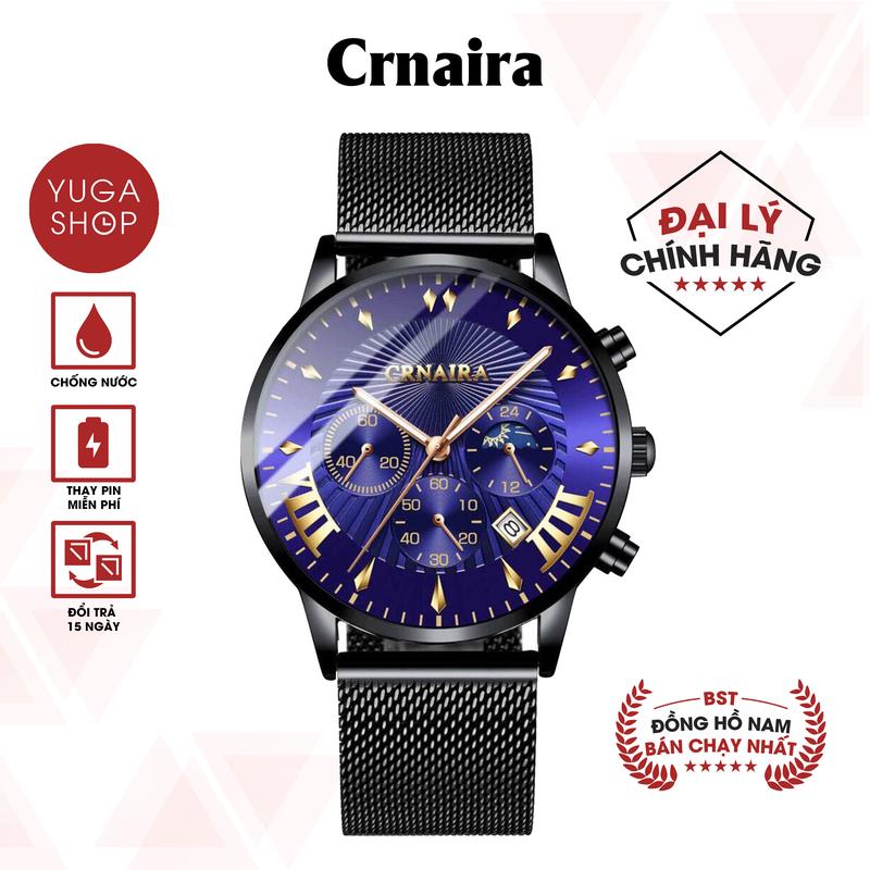 Đồng hồ nam CRNAIRA C2 Chính Hãng Dây Thép Thời Thượng, Mặt Tròn Có Lịch Ngày TẶNG DỤNG CỤ THAY DÂY, HỘP ĐỒNG HỒ, PIN ĐỒNG HỒ DỰ PHÒNG ( SỐ LƯỢNG QUÀ TẶNG CÓ HẠN )