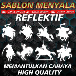 MAXwelShop Sablon Setrika Menyala Berkuda Reflektif Silver Memantulkan Cahaya Bahan Polyplek Size 8x8 cm High Quality