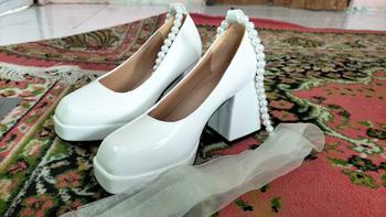 Product Review of Sepatu Chunky High Heels Tahu Tinggi 9cm Wanita Tali Kekinian Import Pesta Mewah Murah Premium Kondangan Hitam Putih Terbaru Korea Elegan Glossy Wedding Big Size Ankle Strap Mary Jane Shoes - Ukuran 35 36 37 38 39 40 41 42 from A**k 1