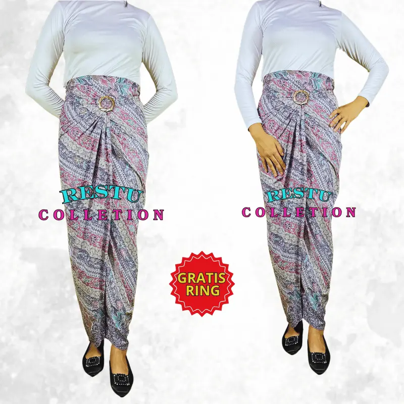 Rok Lilit Warp Skirt Serut Songket Jumputan Panjang Motif Batik Besseller Bawahan Wanita Kebaya Wisuda Kondangan Tunangan Nikahan Bahan Kain Sutra HQ Premium Allsize Mewah Ring Lamaran  Satin Tebal Pesta  Silk Silver 3