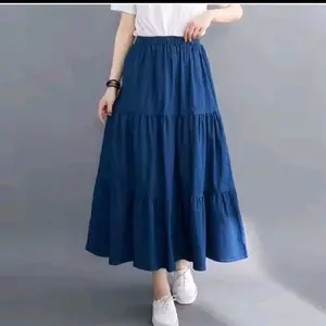 S&D rok ruffle rok jeans A-line mayung , rok jeans susun mayung  korean style rok hijab style