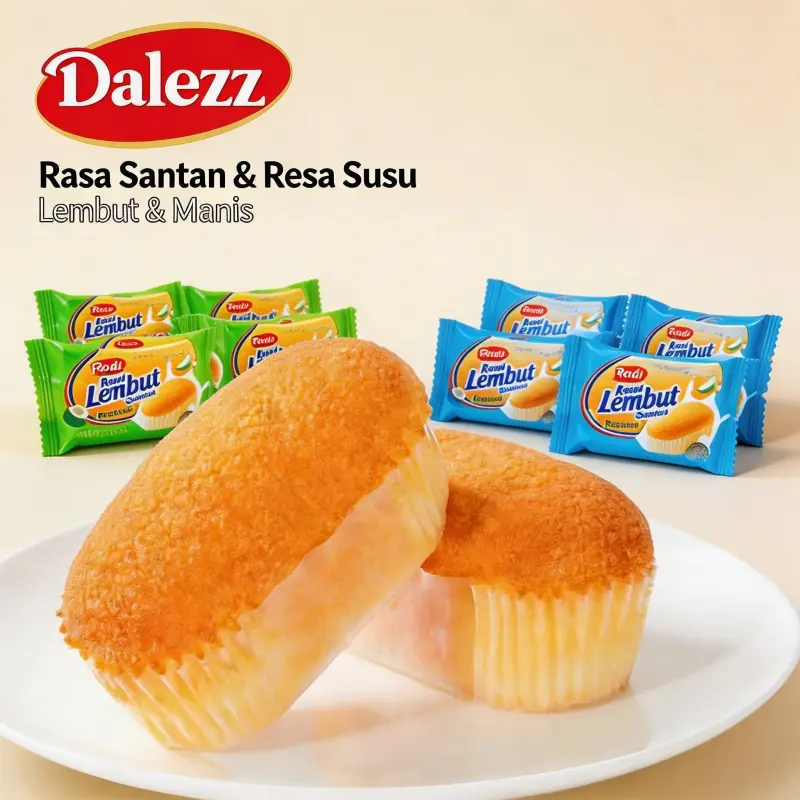 Dalezz Soft Bread Premium  Lembut dan Bergizi, Nikmati Rasa Santan & Susu yang Menyegarkan  Tanpa Trans Fat, Halal  2 Pilihan Rasa, Manis & Krimi, Camilan Sehat dan Lezat untuk Setiap Hari!