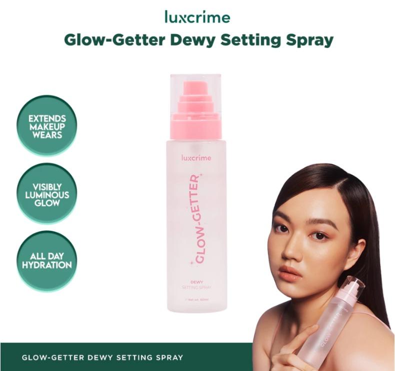 Luxcrime Glow-Getter Dewy Setting Spray - Makeup Tahan Lama Transferproof & Melembabkan Kulit 24 Jam 1