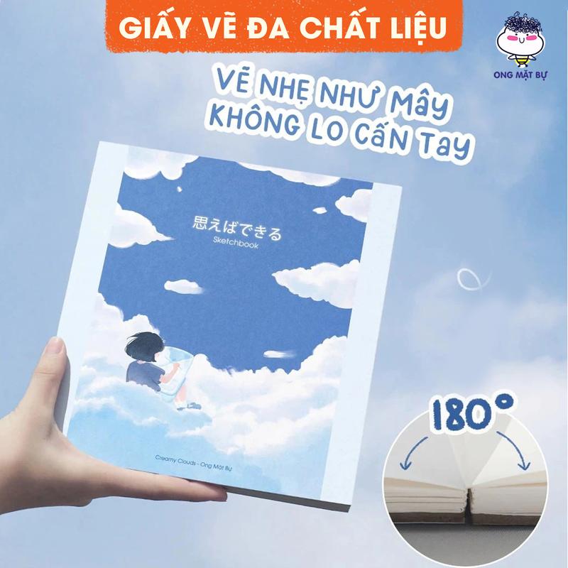 Sổ Vẽ Đa Chất Liệu Ong Mặt Bự - Sổ Phác Thảo Creamy Clouds - Sketchbook Không Kèm Tài Liệu Vẽ