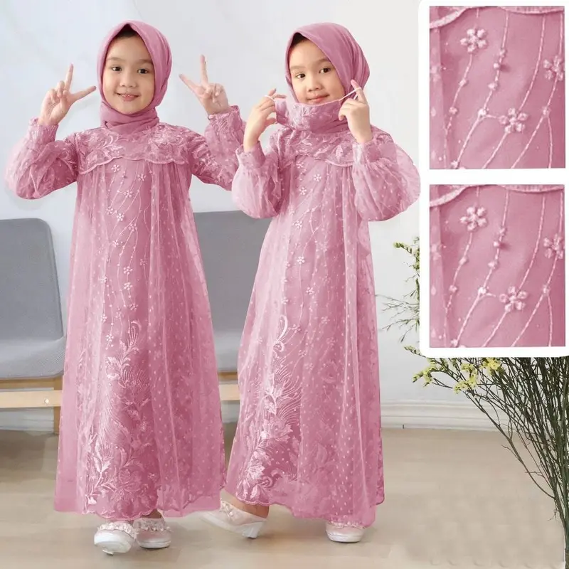 DRES LIANA KID 3-13 TAHUN/GAMIS ANAK TILE MUTIARA REAL PICT FRE MASKER GOOD QUALITY 6
