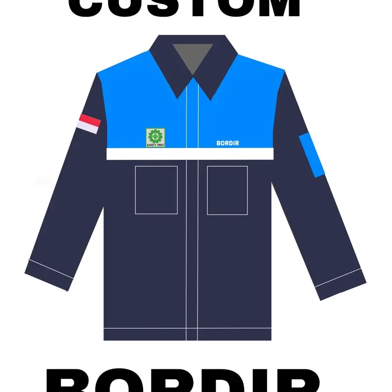Custom Bordir / baju wearpack / Lengan panjang / APD safety Pendek Navy 0