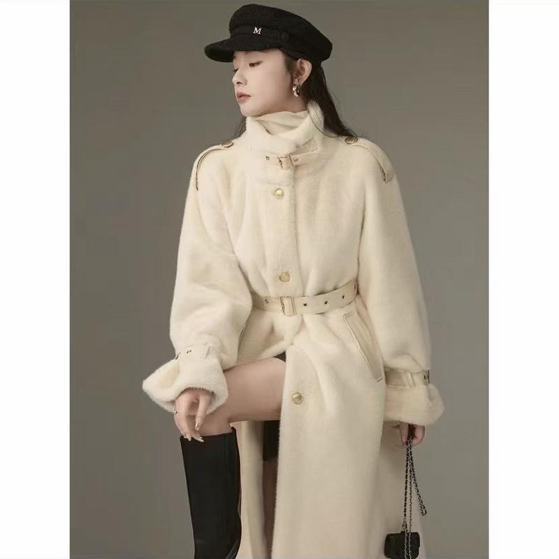  Áo Khoác Choàng Lông Dài Có Phối Kèm Đai Hàng Hàng Châu Cao Cấp Mùa Đông 2025 Top Nữ Chất Liệu Ấm Áp Phong Cách Thời Trang Độc Đáo 