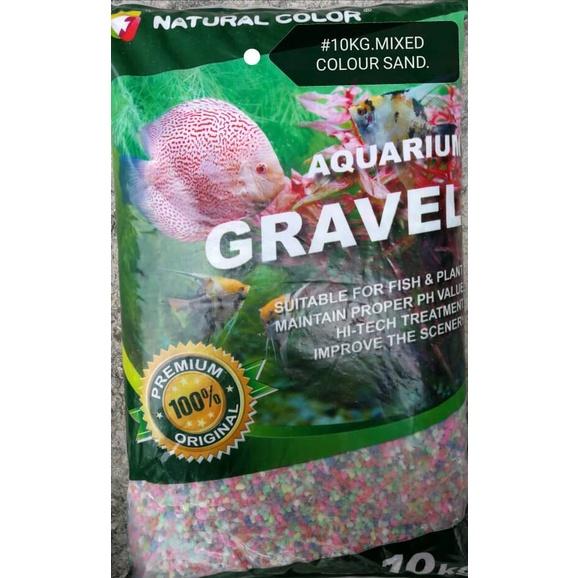 Aquarium Gravel Color Sand Pebble 10kg Fish Tank Pebble Pasir Warna Akuarium Ikan Batu Bata