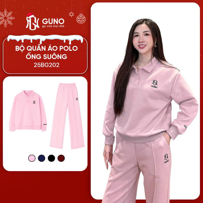 GUNO-Bộ quần áo NỈ NỮ GUNO cổ polo LOGO TAY SP5| 25BG202