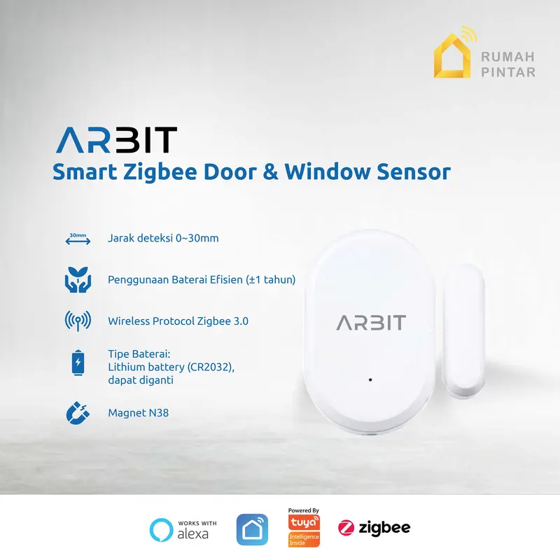 ARBIT Zigbee Door/Window Sensor Security Keamanan Pintu Jendela Pintar Smart Home Tuya 0