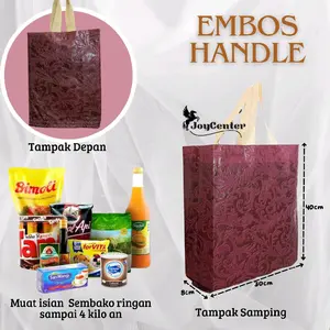 (1 LUSIN / 12 BIJI) Tas Hajatan Press Handle Embos Daun / Tas Souvenir / Tas Bingkisan