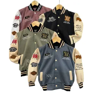 Jaket Anak Varsity Baseball Vintage Outfit Kids Bordir Hitam Fashion Santai