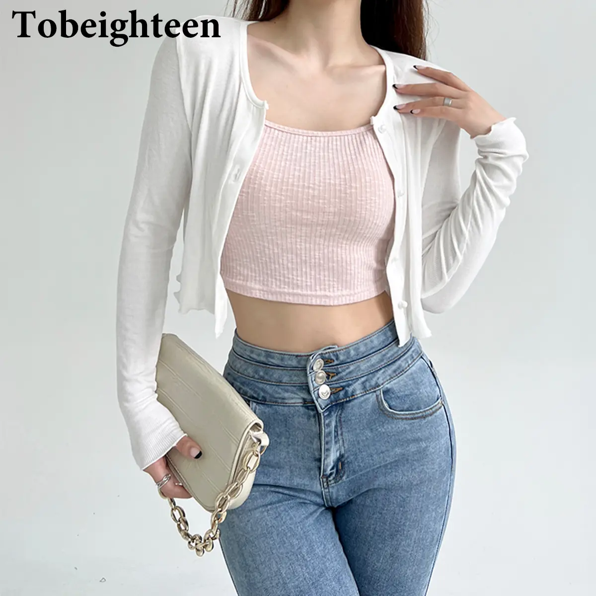 YJ22082ZW Women Knitted Threaded Cardigan