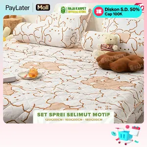 RAJA KARPET Set Sprei & Selimut Cute Pop Series + Sarung Bantal Guling Bedcover Sprei Set Lengkap 120x200 160x200 180x200