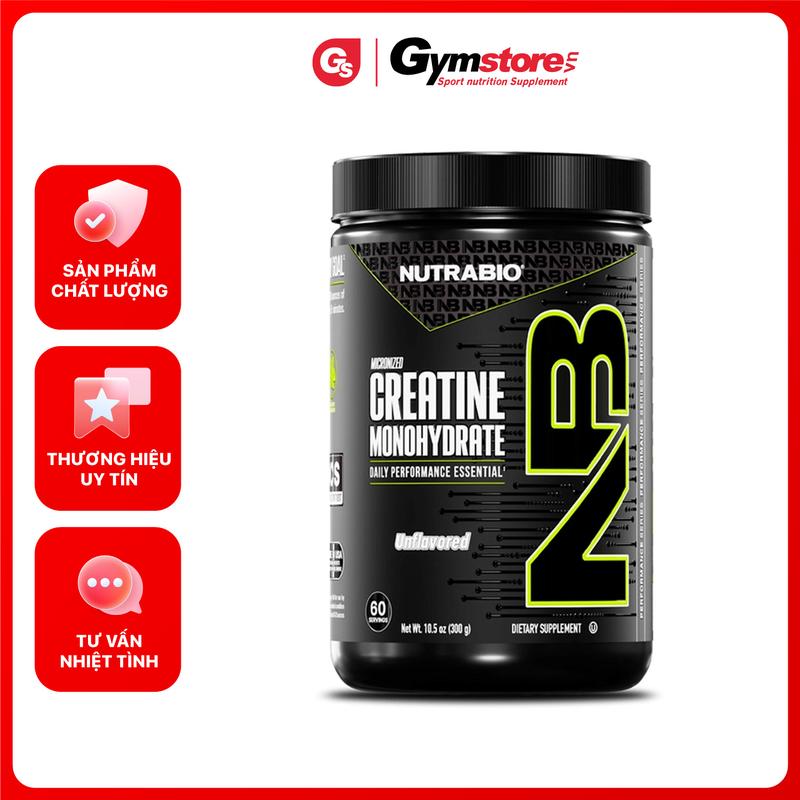 Bột hỗ trợ tập gym NutraBio Micronized Creatine Monohydrate Powder | Made in USA | GYMSTORE