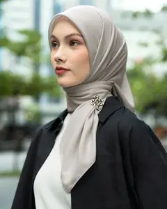 Heaven Lights - Voal Iron Black Logo - Hijab Polos Segi Empat