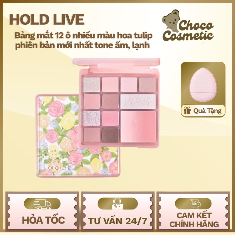 CHÍNH HÃNG-SẴN HN Bảng mắt Hold Live 12 ô nhiều màu hoa tulip phiên bản mới nhất tone ấm lạnh Choco.cosmetic