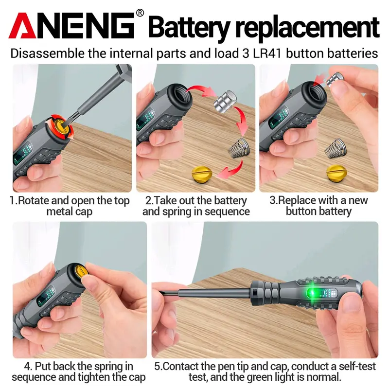 ANENG Obeng Tespen Tester Pen With Duel LED indicator Plus Cross - B05 5