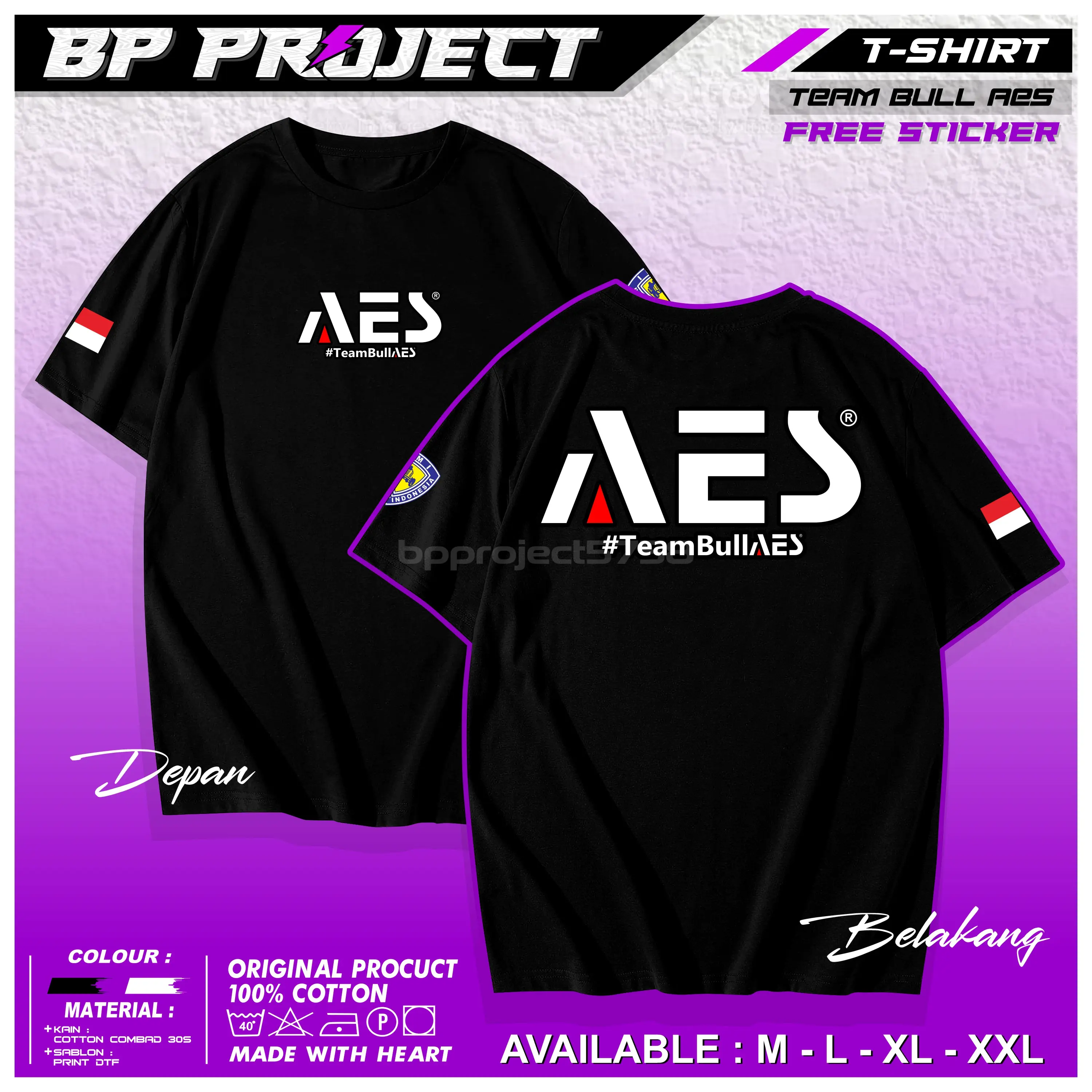 Kaos Distro Racing AES TeamBullAES Billed Unisex Pria Wanita - Free Sticker