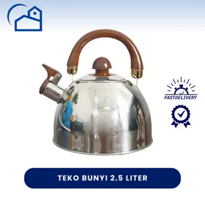 HOMESTATION - Teko Bunyi Stainless Steel 2.5L Pegangan Kayu Anti Panas Mirror Finishing – Bunyi Saat Mendidih