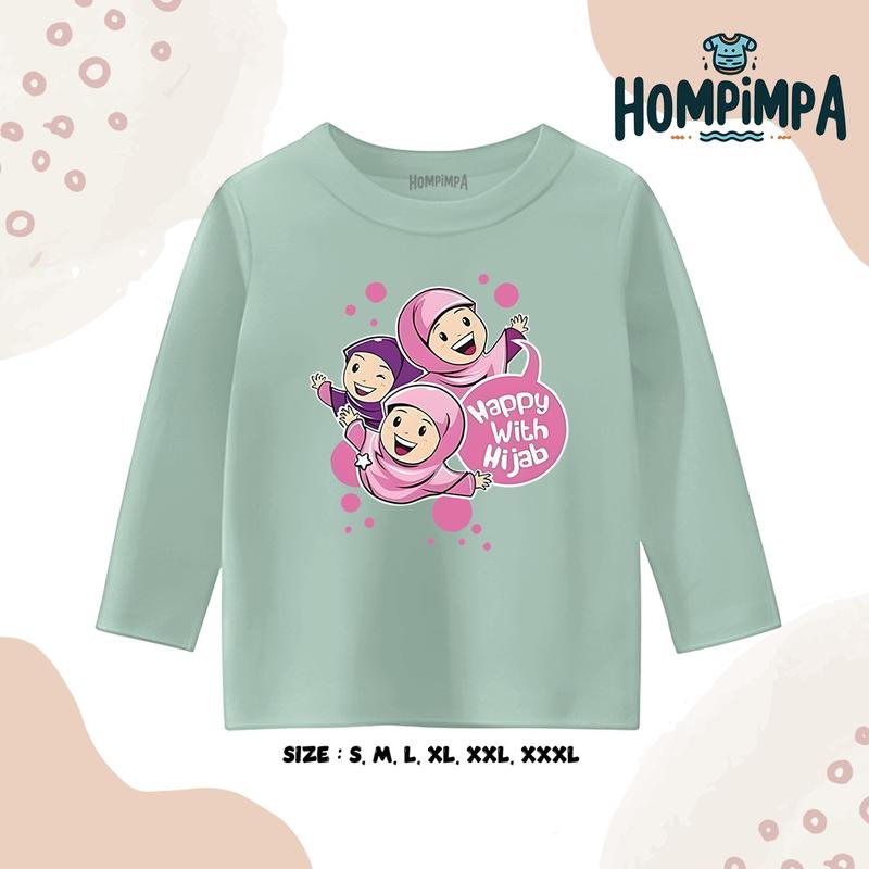 Kaos Anak Lengan Panjang Gambar Hijab Sablon DTF Distro 30s Fashion Baju 8
