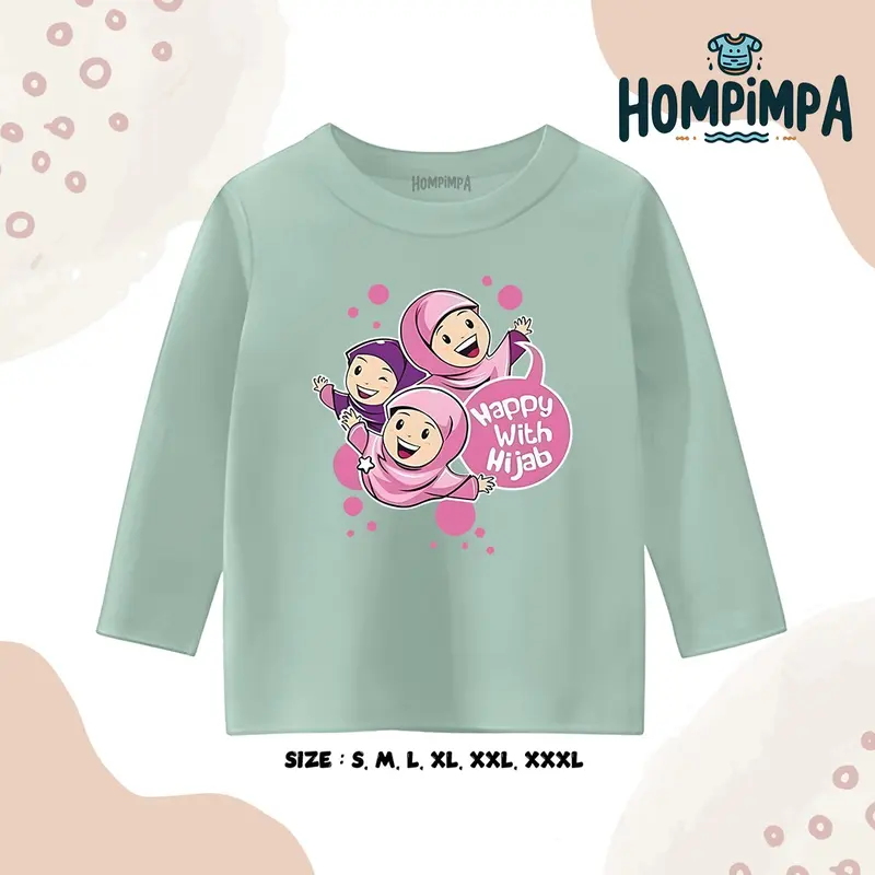 Kaos Anak Lengan Panjang Gambar Hijab Sablon DTF Distro 30s Fashion Baju 8