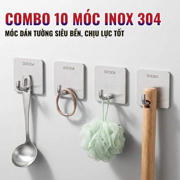 COMBO 1-10 Móc Dán Tường Treo Đồ Chịu Lực Móc Treo Tường Siêu Dính SUS 304 Treo Mũ Nón Tiện Lợi
