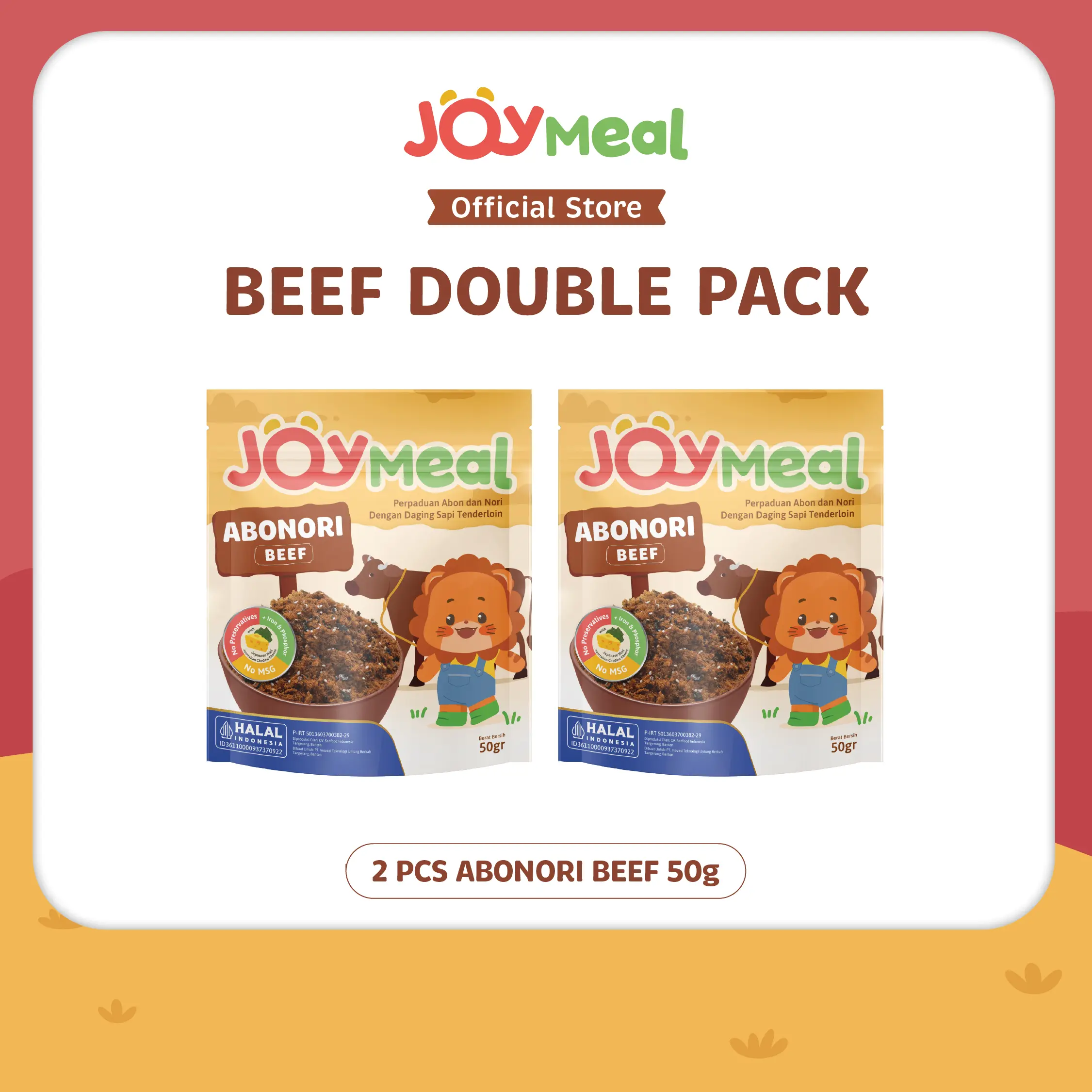 JoyMeal AboNori Beef Original 50gr Double Pack | Perpaduan Abon dan Nori dengan Daging Sapi Tenderloin