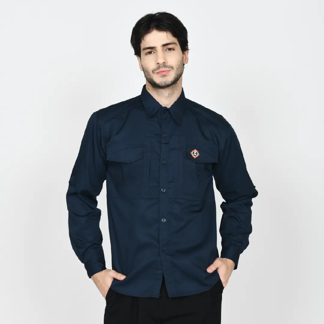 Madre.qu Kemeja Lengan Panjang Pria Tactical M-tac Series Bahan Katun American Drill Tidak Panas Warna Navy Hitam Army