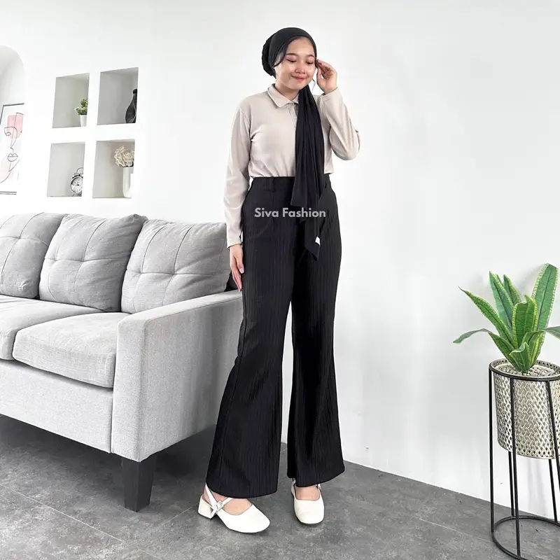 Sivafashion - Celana Cutbray Knit Wanita Higwaist Knit Cutbray Wanita Premium Nyaman Panjang
