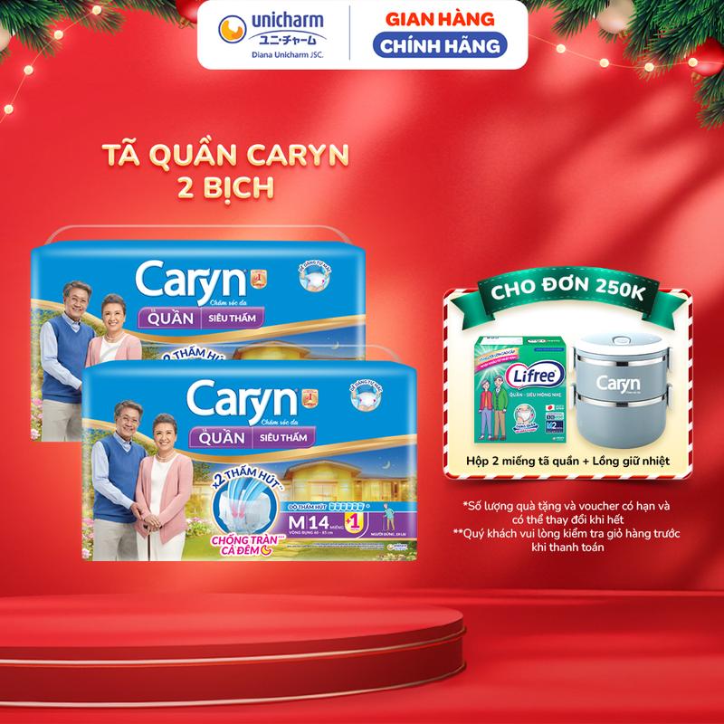  Combo 2 gói Tã Bỉm Quần Người Lớn Caryn siêu thấm dành Cho Người Già Size M L XL 