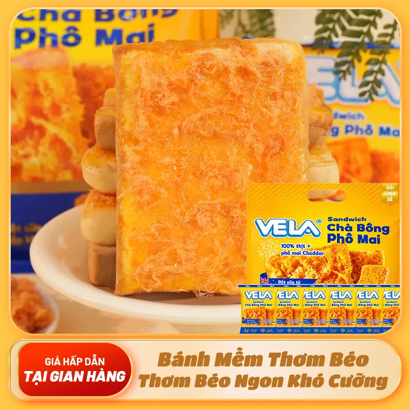 Bánh Chà Bông Phô Mai Vela – Bánh Mềm Thơm Ngon, Ăn Sáng Nhanh Gọn, Mang Đi Tiện Lợi