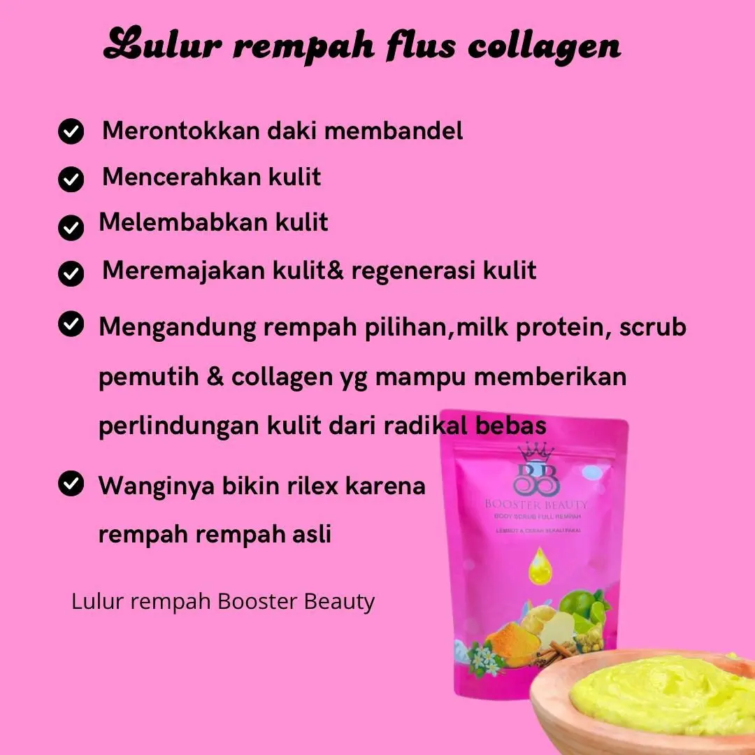 (KEMASAN TERBARU) LULUR RACIK REMPAH BOOSTER BEAUTY /SCRUB BADAN/MENCERAHKAN/PEMUTIH BADAN/HASIL LEBIH CEPAT Memutihkan Tubuh