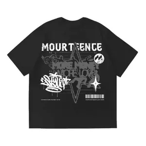 Mourteence Boxy Shirt Katun 20s Hitam Atasan Dewasa Kaos Baju Wanita Oblong Distro Pria