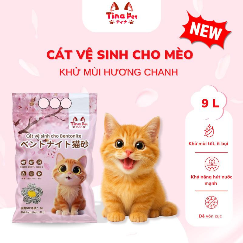  Cát vệ sinh cát đất sét cao cấp cho mèo ít bụi TINA PET | 9L - 4kg  túi 