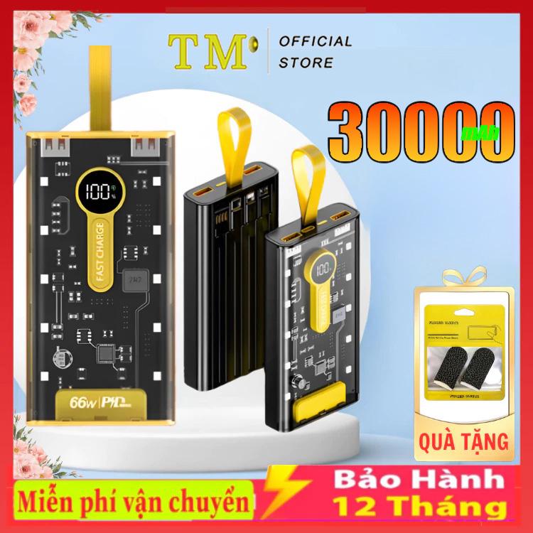 【Giới thiệu 30000mAh Sạc Dự Phòng 120W dung lượng 20000mAh 30000mAh Thiết Kế Trong Suốt Tích Hợp Đèn sáng 3 chế độ