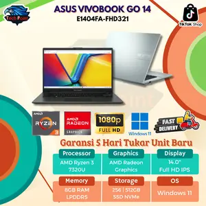 ASUS VIVOBOOK GO 14 E1404FA RYZEN 3 7320 8GB 256GB W11+OHS+M365B 14.0FHD