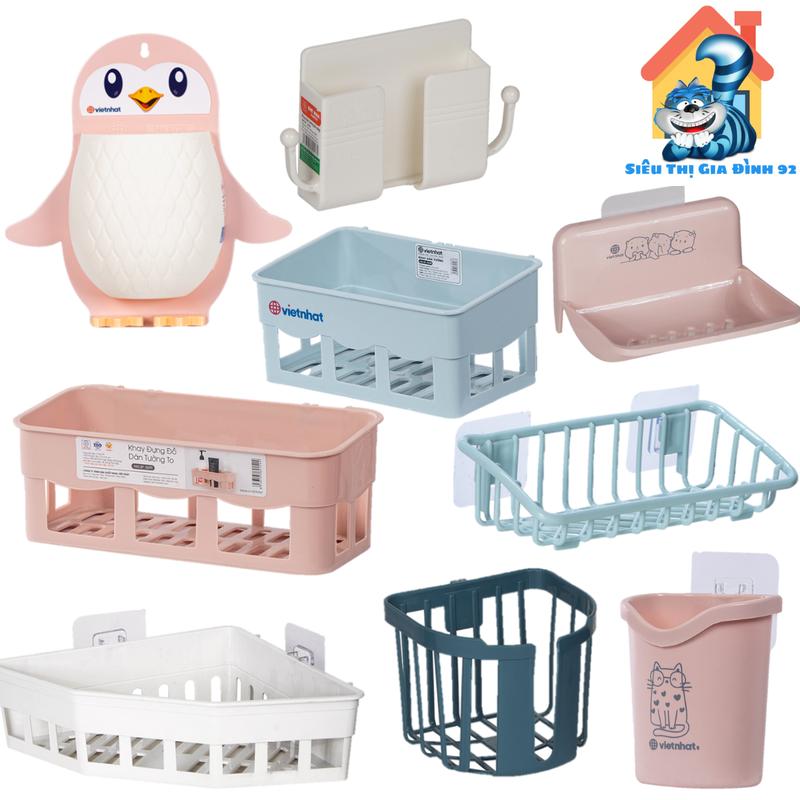 Kệ Dán Tường Đựng Đồ Đa Năng Việt Nhật Cao Cấp - Khay Đựng Đồ , Xà Phòng , Điện Thoại Tiên Lợi