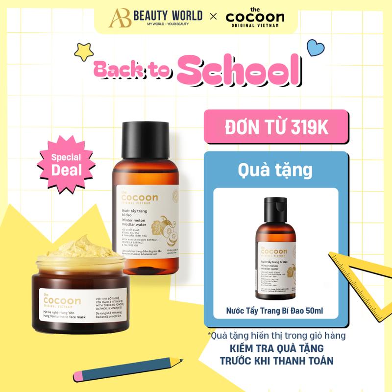 [MUA 1 TẶNG 1] Mặt Nạ Nghệ Hưng Yên Cocoon Turmeric Face Mask 30ml & Nước Tẩy Trang Bí Đao Cocoon 140ml AB Beauty World