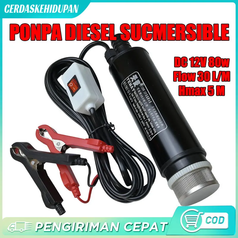 80W Pompa Minyak Celup Air Mini Kecilmp Mini Oli Solar Air Submersible Portable 12V Diesel Pump