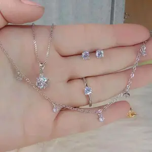 Set Silver Perhiasan Wanita Fashion Tidak Luntur