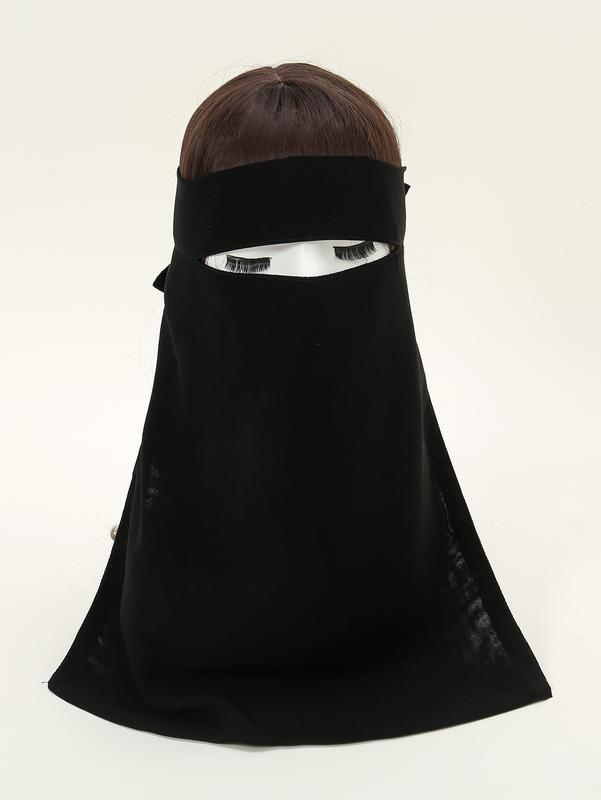 LOVOSME Black Prayer Khimar Niqab Face Cover Muslim Women Chiffon Shawl Veil Niqab Sunscreen Face Coverings 48*40CM 7