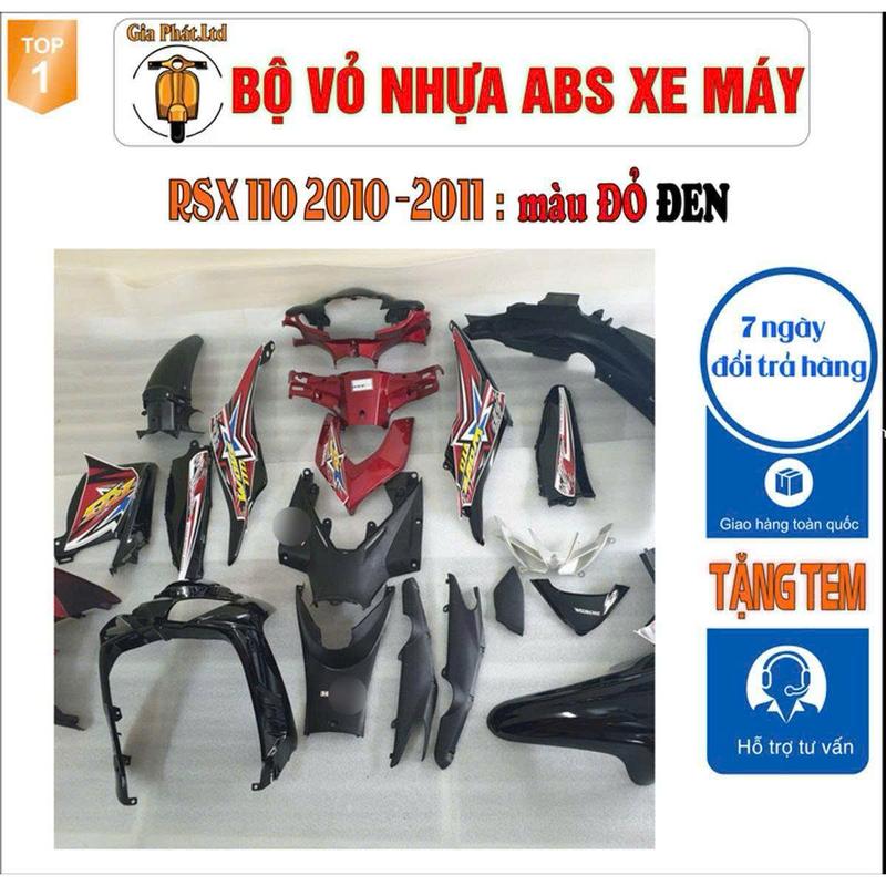  {Tặng kèm tem}   Dàn áo xe WAVE RSX 110 nhựa nguyên sinh ABS cao cấp màu Đen Đỏ đời 2010 -2011 - LZD- GP548 831  